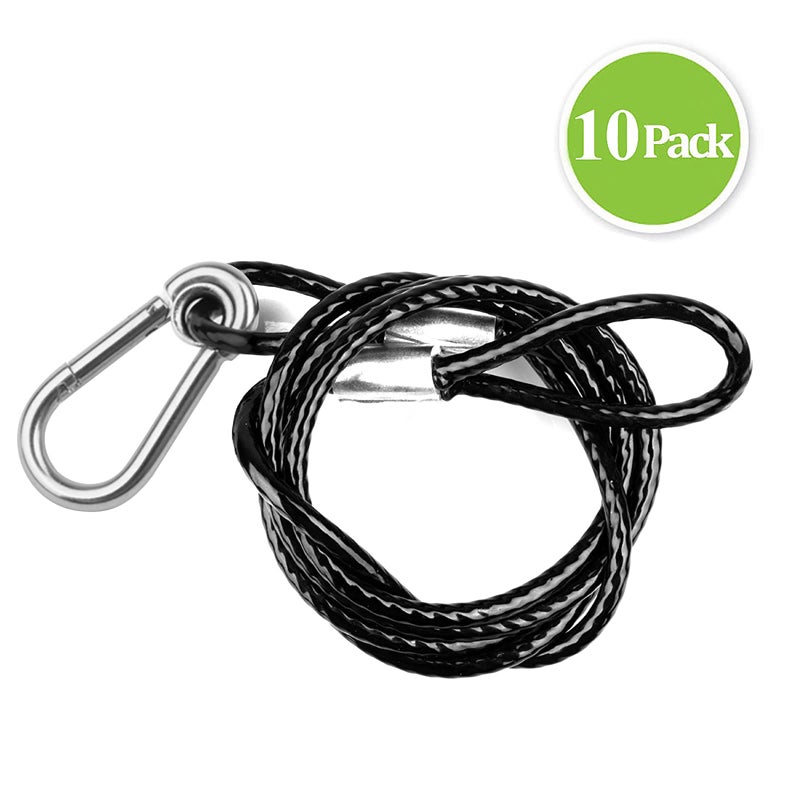 eoere 10 PCS 39.4 in Safety Cable, Security Cable with Loops for DJ Stage Par Lighting, Black Coated Braided Stainless Steel Safety Wire, Max. Load 110 lb - Image 5